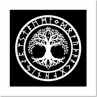 Yggdrasil /// Rune Circle White Posters and Art